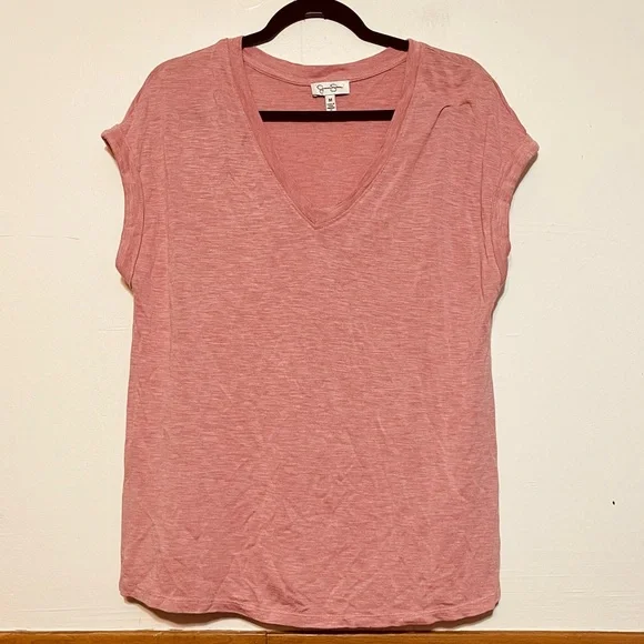 Jessica Simpson Heathered Rose V-Neck Short Sleeve Tee - Picture 2 of 7